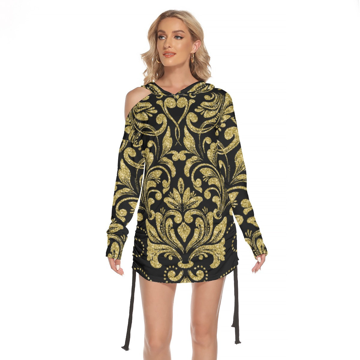Kokorepublic  Print Women's One-shoulder Dress With Waist Shirring
