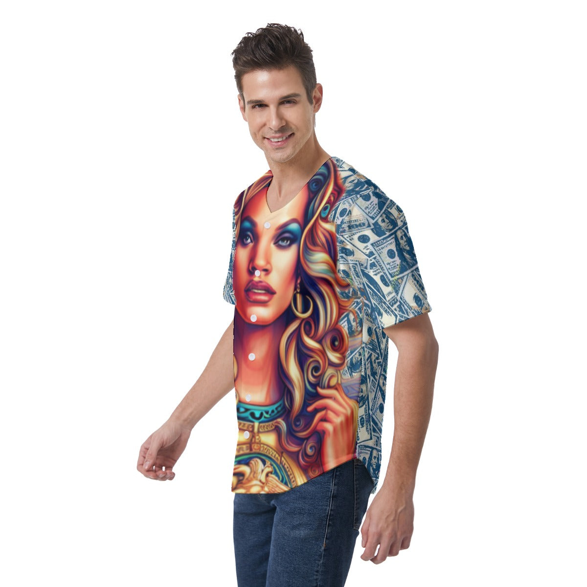 kokorepublic Print Men's Short Sleeve Baseball Jersey