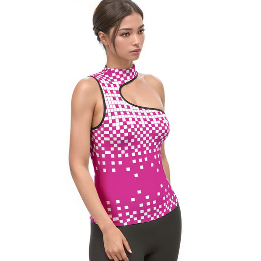 All-Over Print Women's Halter Sleeveless Asymmetrical Tank Top
