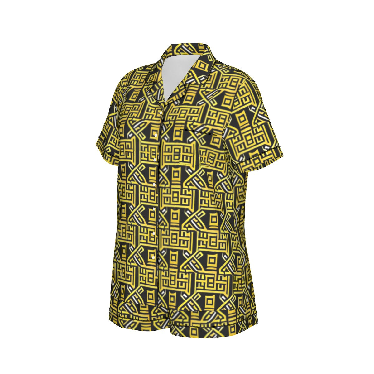 kokorepublic Print Women's Imitation Silk Pajama Set With Short Sleeve