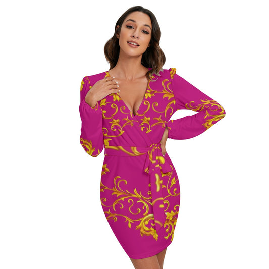 kokorepublic Women's Long Sleeve Dress With Waist Belt