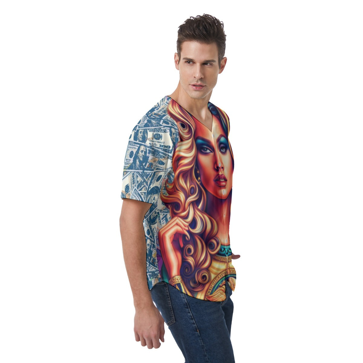 kokorepublic Print Men's Short Sleeve Baseball Jersey
