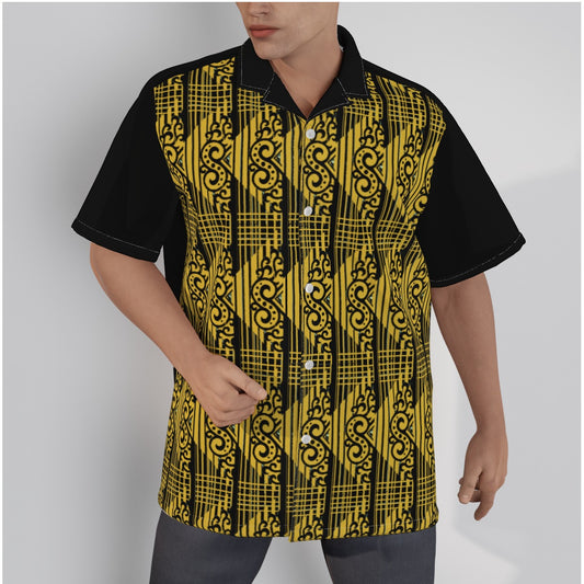 All-Over Print Men's Hawaiian Shirt With Button Closure