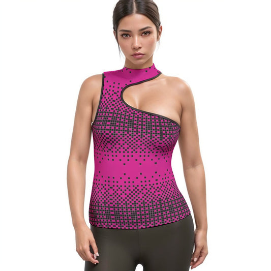All-Over Print Women's Halter Sleeveless Asymmetrical Tank Top