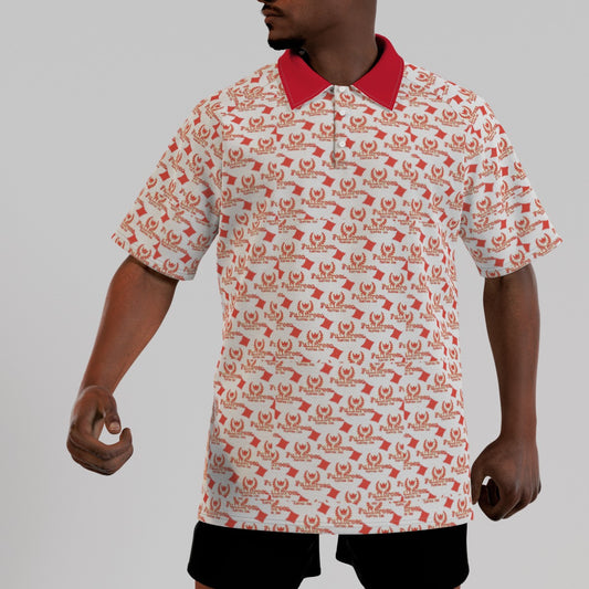 All-Over Print Men's Short Sleeve Polo Shirt With Button Closure