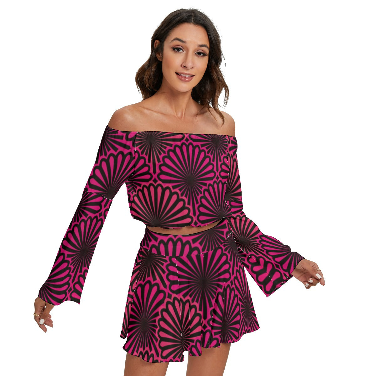 Kokorepublic Women's Off-shoulder Top And Skirt Set