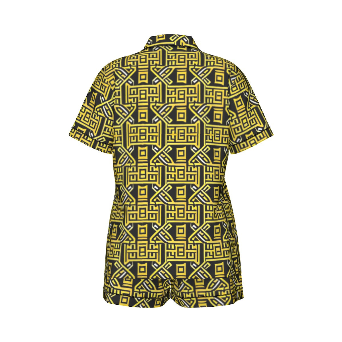 kokorepublic Print Women's Imitation Silk Pajama Set With Short Sleeve