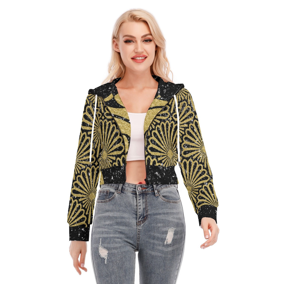 Kokorepublic Women's Crop Top Hoodie With Zipper Closure