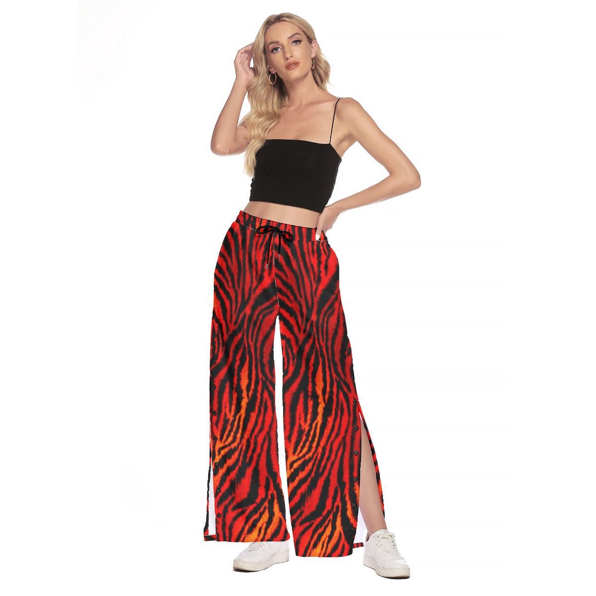 kokorepublic Women's Side Slit Snap Button Trousers