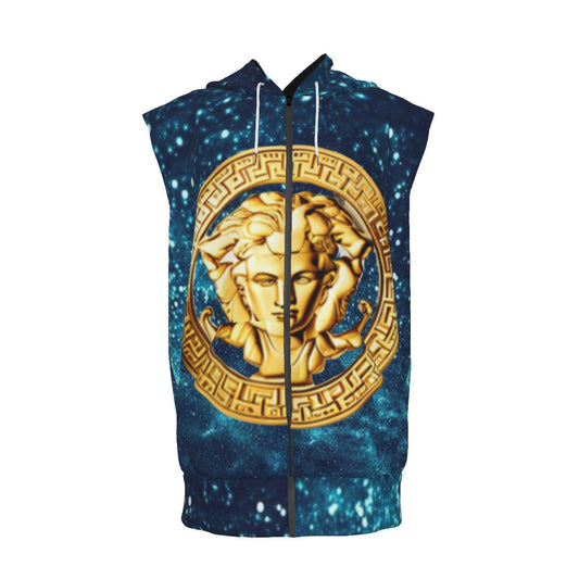 All-Over Print Men's Zipper-Up Sleeveless Hoodie
