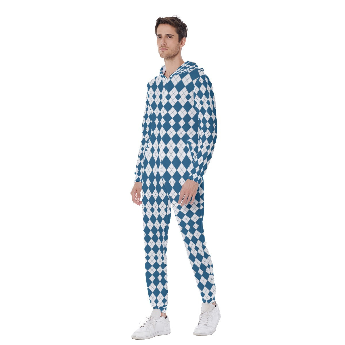 All-Over Print Men's Hooded Jumpsuit