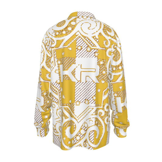 All-Over Print Men's Imitation Silk Long-Sleeved Shirt