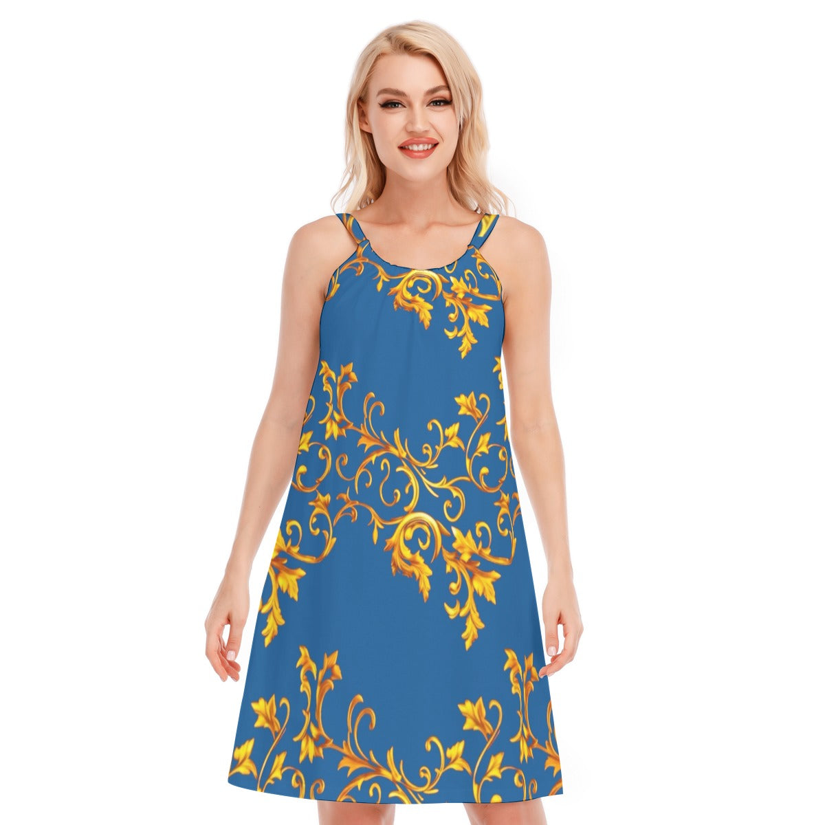 All-Over Print Women's O-neck Cami Dress | 190GSM Cotton