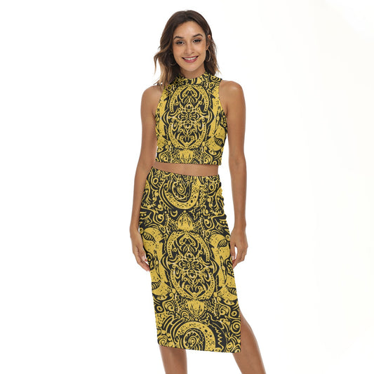 kokorepublic   Print Women's Tank Top & Split High Skirt Set