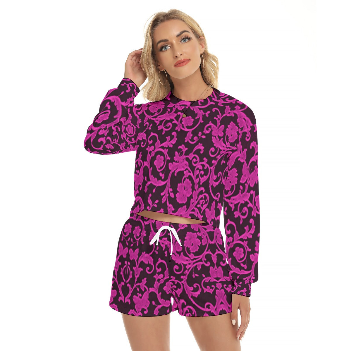 kokorepublic Women's Short Sweatshirt And Pants Suit