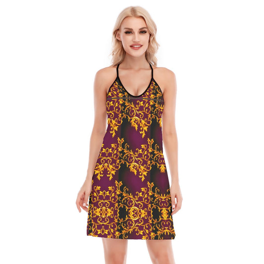 All-Over Print Women's Long Style Criss-Cross Open Back Tank Top