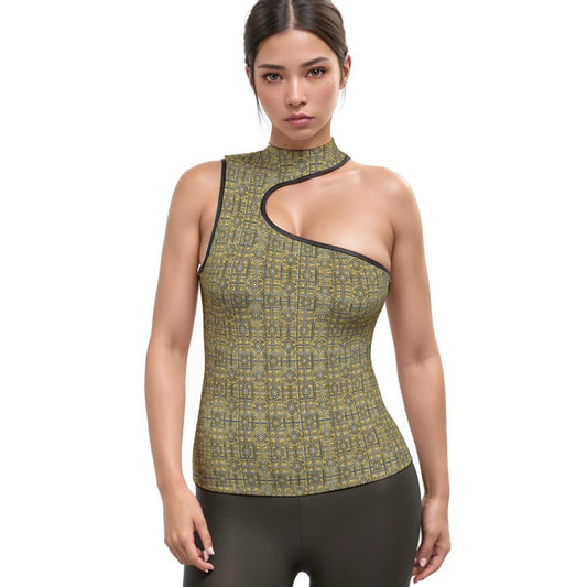 kokorepublic Print Women's Halter Sleeveless Asymmetrical Tank Top