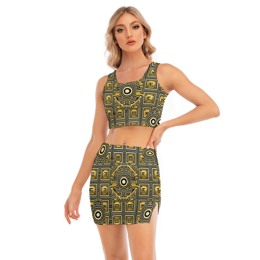 Kokorepublic  Women's Camisole And Hip Skirt Suit