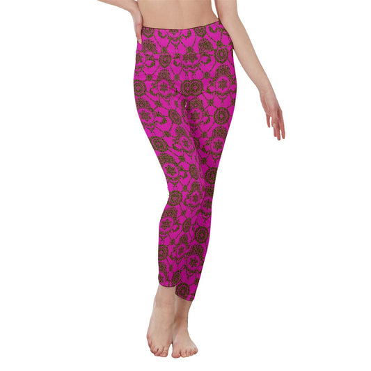All-Over Print Women's High Waist Leggings | Side Stitch Closure