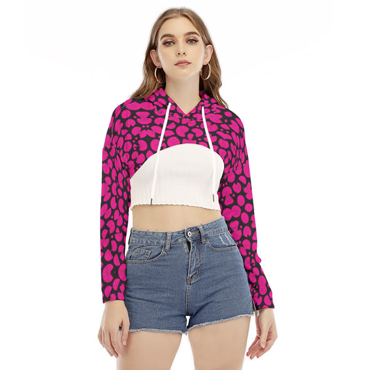 kokorepublic Print Women's Smock Short Hoodie With Long Sleeve