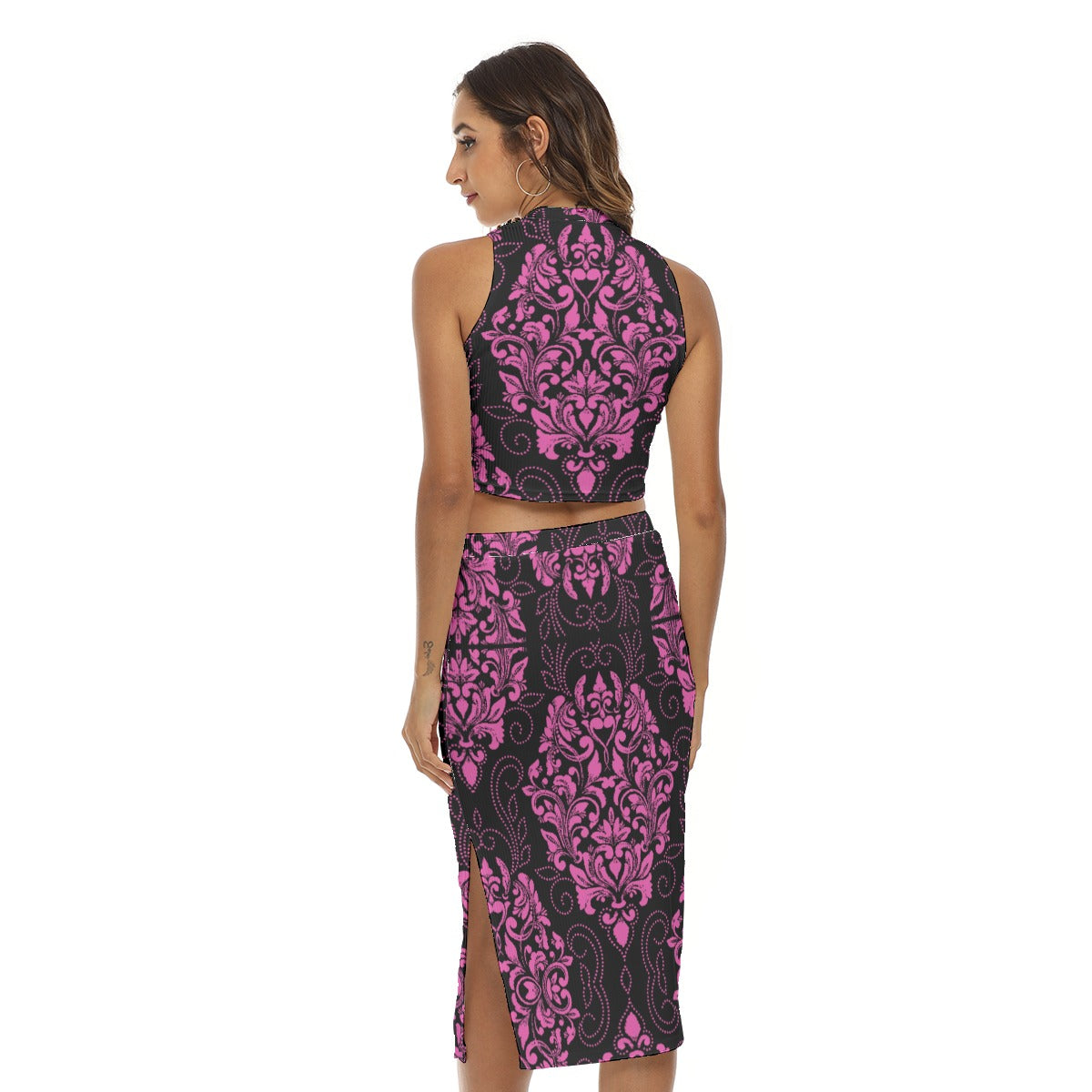 kokorepublic  Print Women's Tank Top & Split High Skirt Set