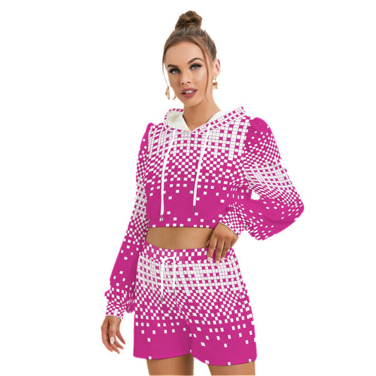 All-Over Print Women's Mirco Fleece Hoodie And Shorts Set