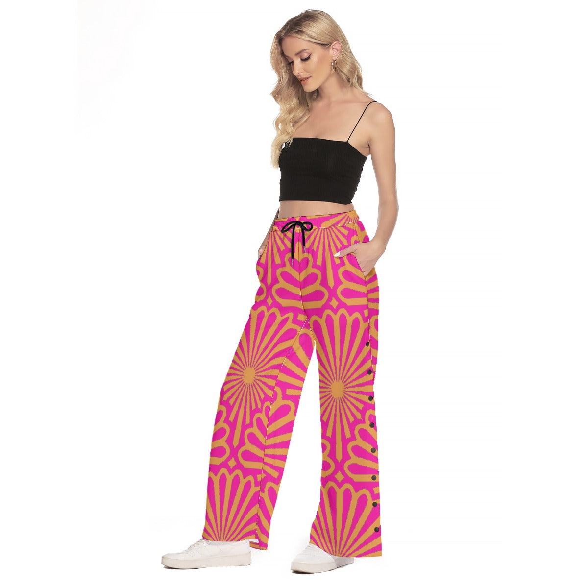 kokorepublic  Women's Side Slit Snap Button Trousers