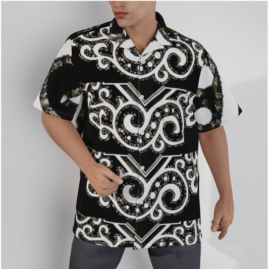 All-Over Print Men's Hawaiian Shirt With Button Closure