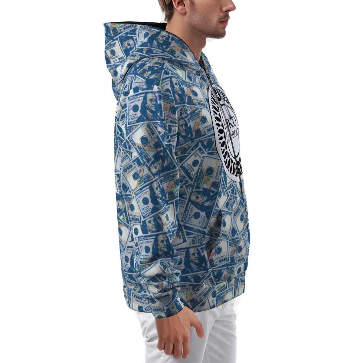 kokorepublic Print Zip Up Hoodie With Pocket