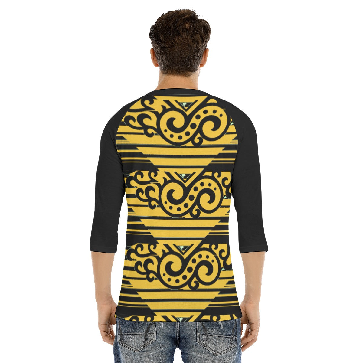 All-Over Print Men's Bracelet Sleeve T-shirt With Button Closure