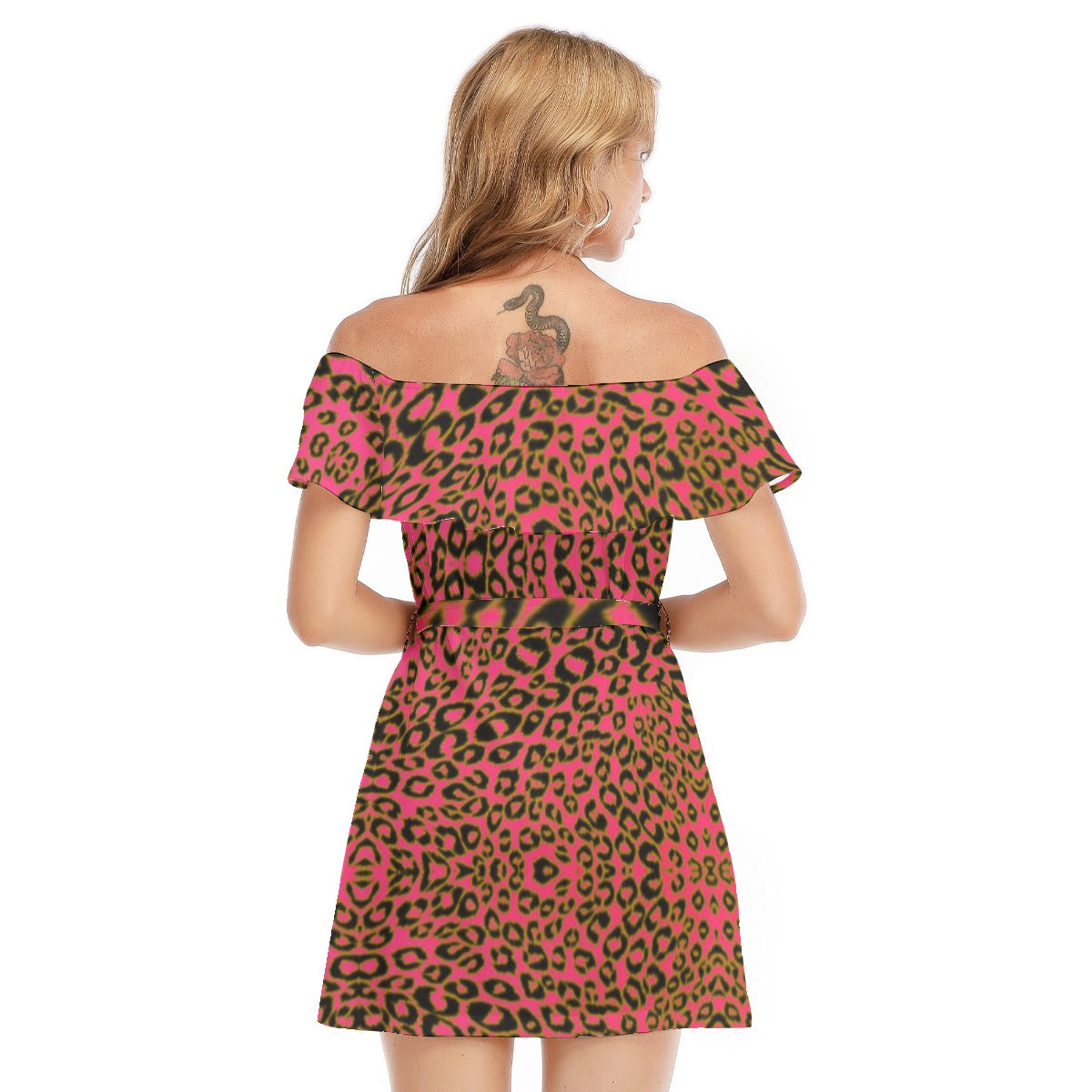 kokorepublic  Print Women's Off-shoulder Dress With Ruffle