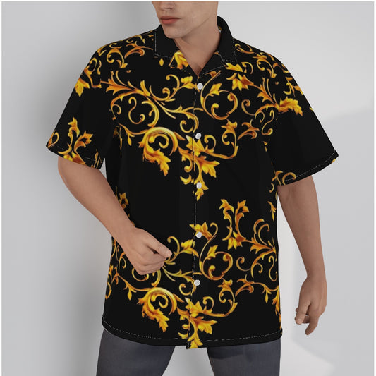 All-Over Print Men's Hawaiian Shirt With Button Closure