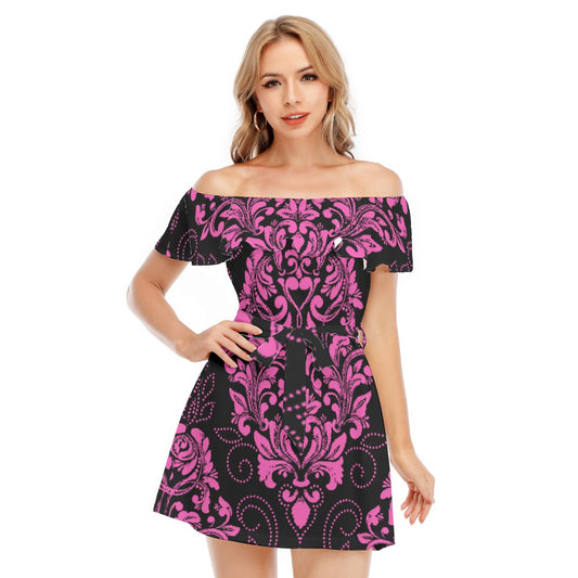 kokorepublic  Print Women's Off-shoulder Dress With Ruffle