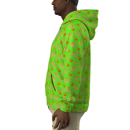 All-Over Print Zip Up Hoodie With Pocket