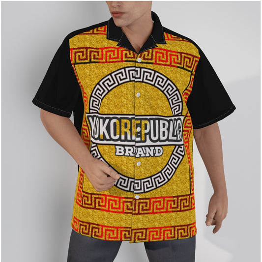 All-Over Print Men's Hawaiian Shirt With Button Closure