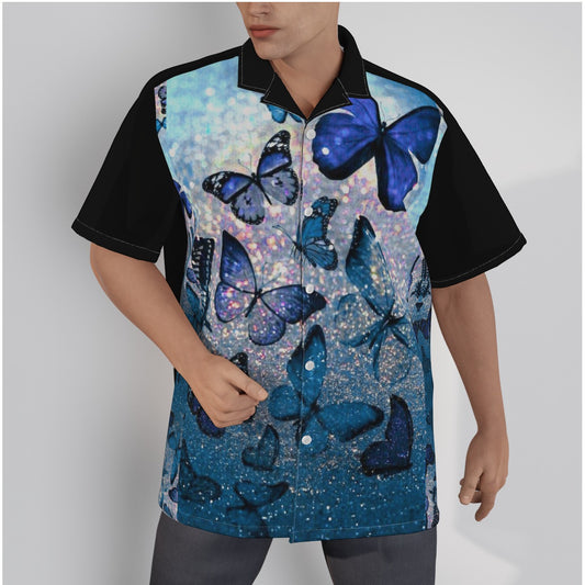 All-Over Print Men's Hawaiian Shirt With Button Closure