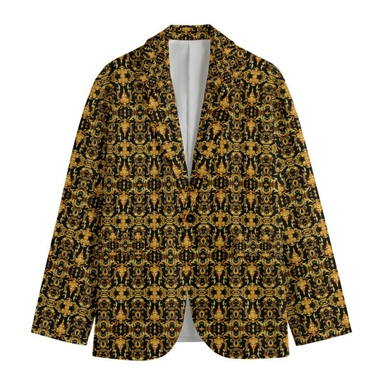 All-Over Print Men's Casual Flat Lapel Collar Blazer | 245GSM Cotton