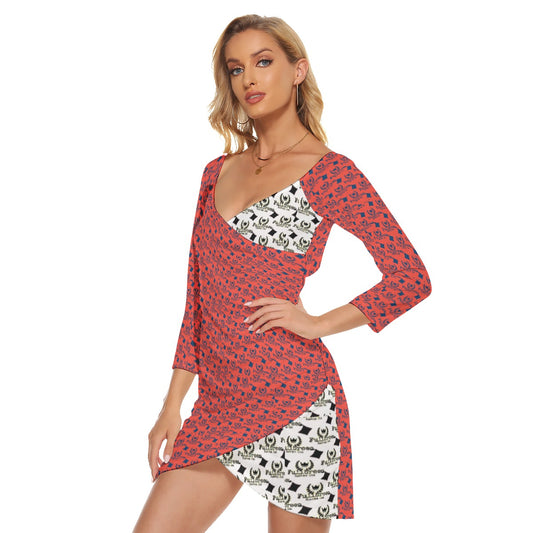 All-Over Print Women's Off-shoulder Long Sleeve Dress