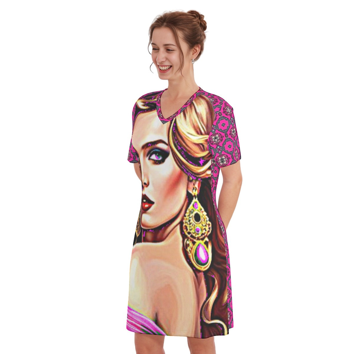 Kokorepublic  Women's V Neck Dress|180GMS Cotton
