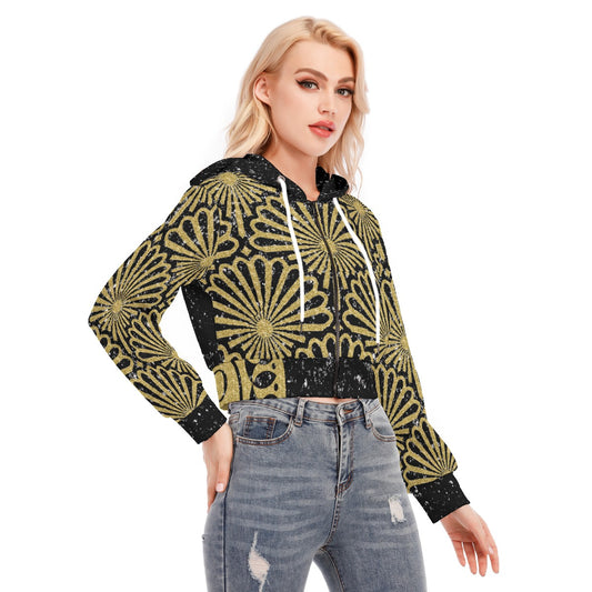 Kokorepublic Women's Crop Top Hoodie With Zipper Closure