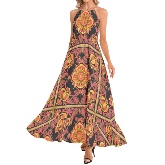 kokorepublic Ruffle Hem Halter Neck Maxi Dress