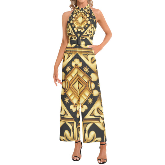 kokorepublic Halter Neck Buckle Belted Jumpsuit
