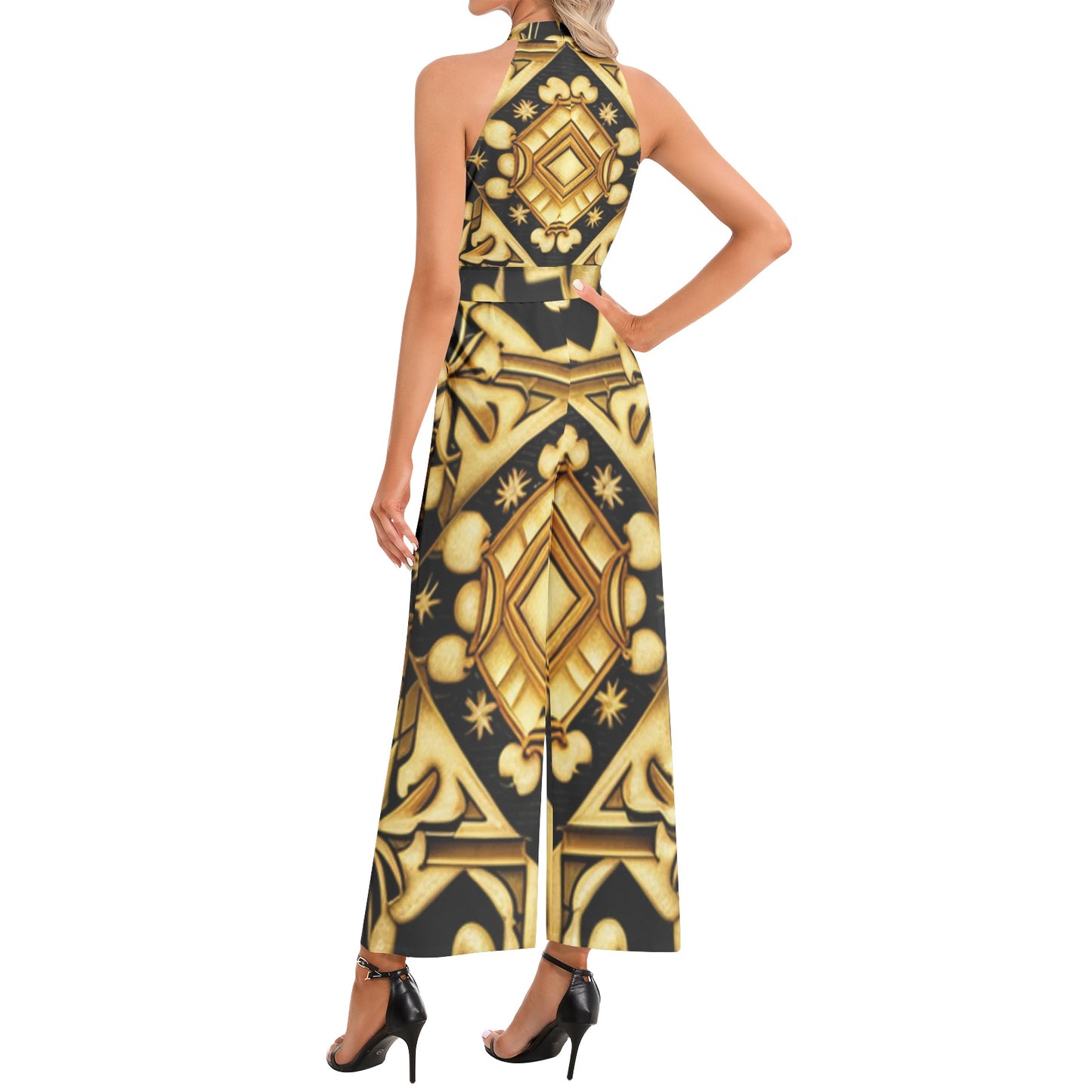 kokorepublic Halter Neck Buckle Belted Jumpsuit