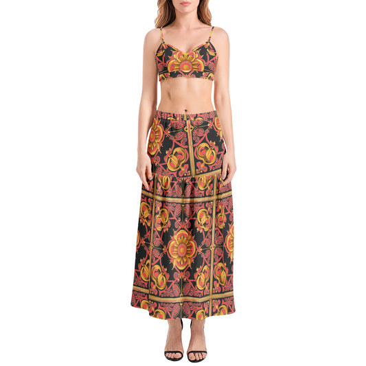 kokorepublic    Bralette Top and High Slit Thigh Skirt Set