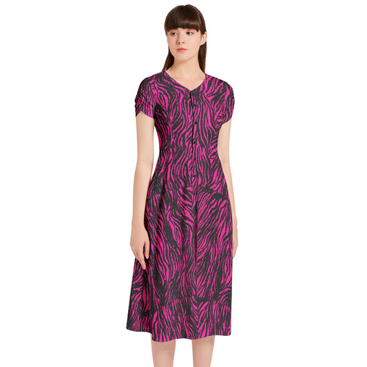 Puff Sleeve Button Through Dress