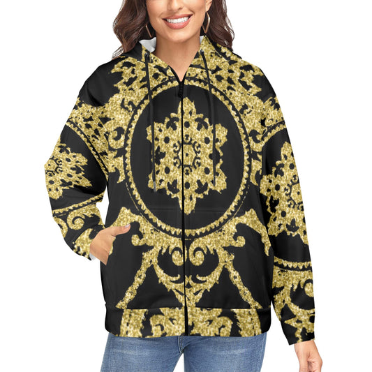 kokorepublicshop Women's Fleece Full-Zip Hoodie (Model H60)