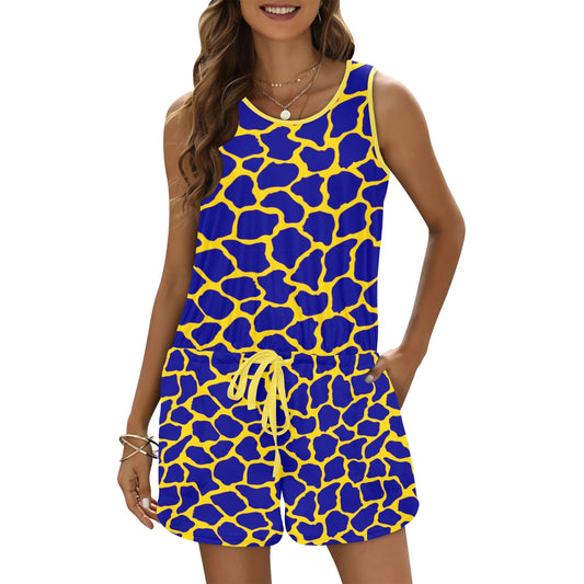 KokoRepublic All Over Print Vest Short Jumpsuit (Sets 15)