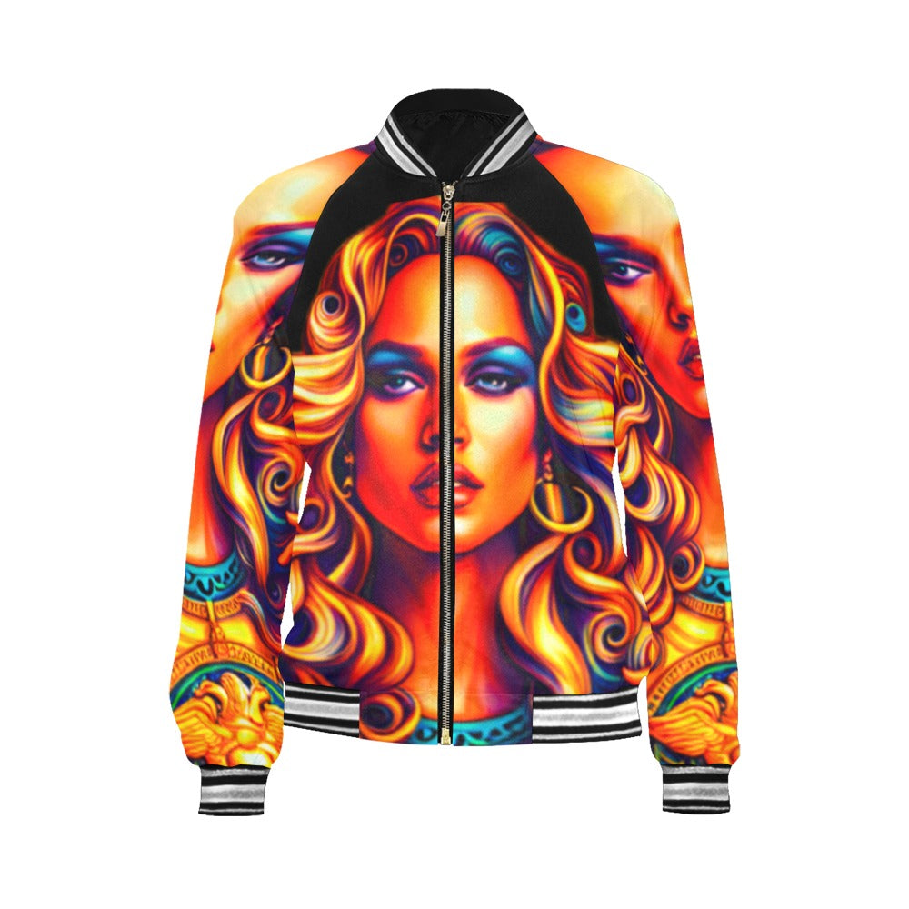 Lumii_20231104_072511641 Women's All Over Print Horizontal Stripes Jacket (Model H21)