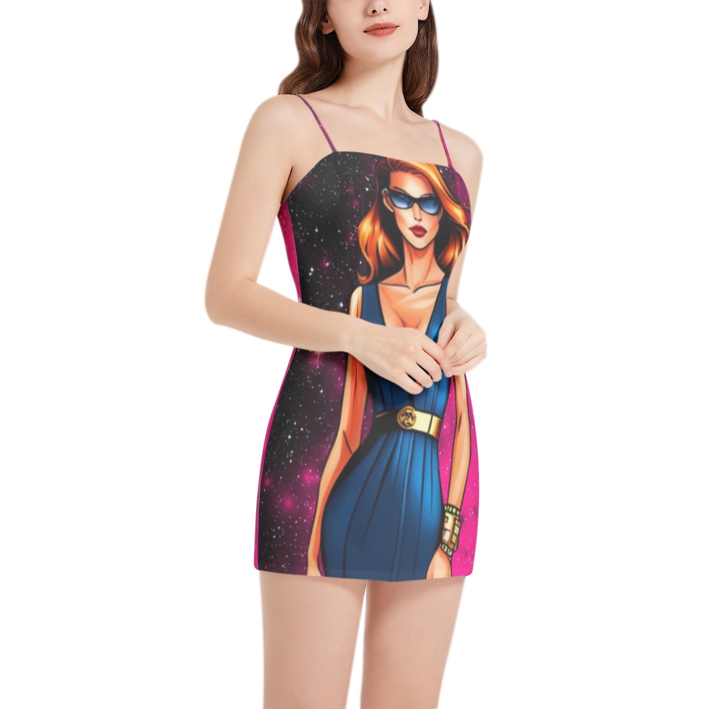 kokorepublic      Sleeveless Square Neckline Spaghetti Strap Mini Dress