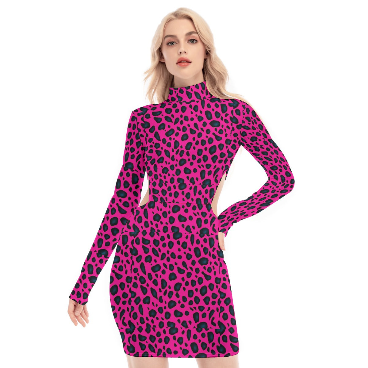 All-Over Print Women's Waist Hollow Hip Dress